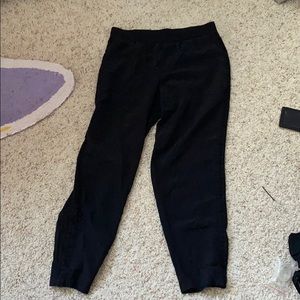 Cropped, black, embroidered pants